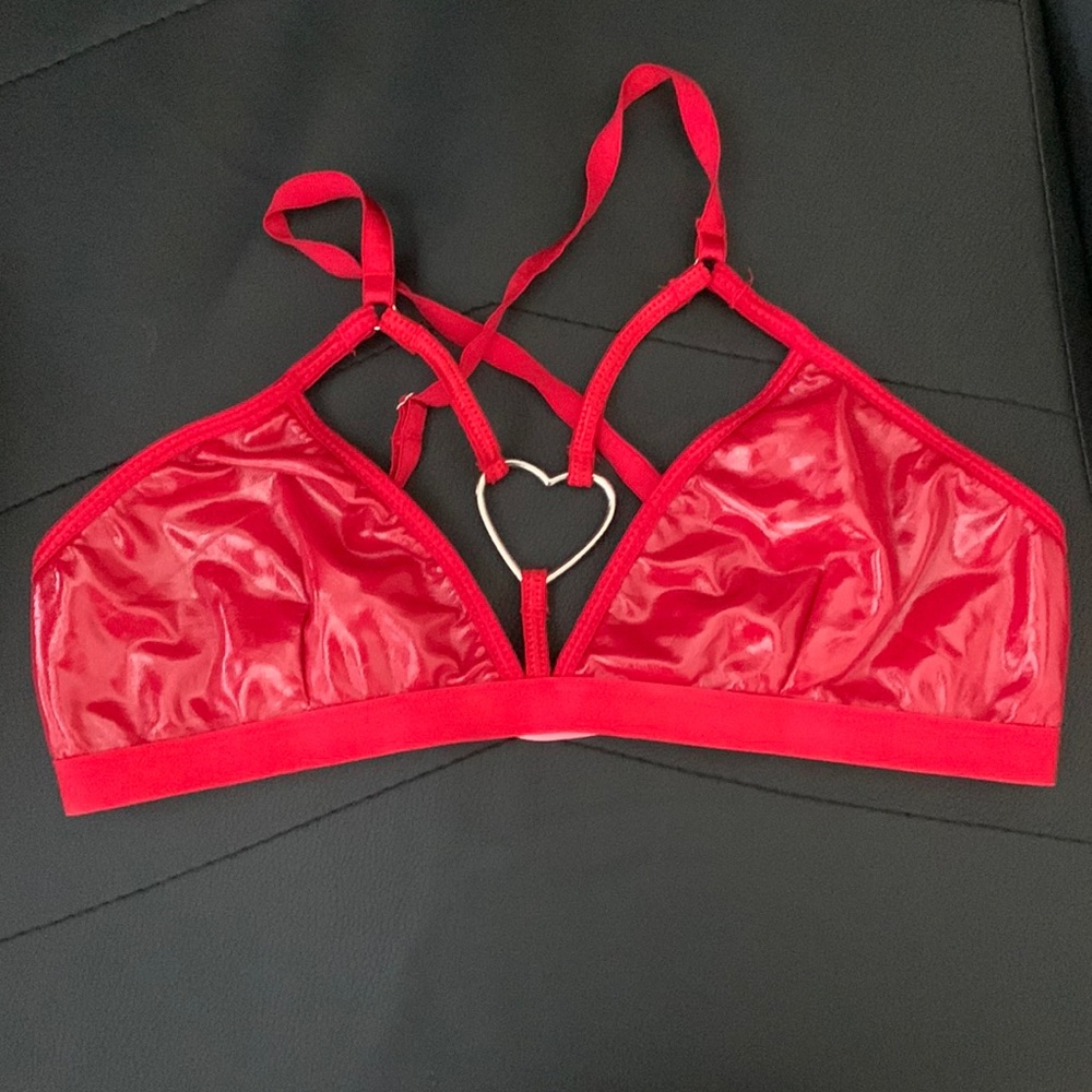 Red leather top